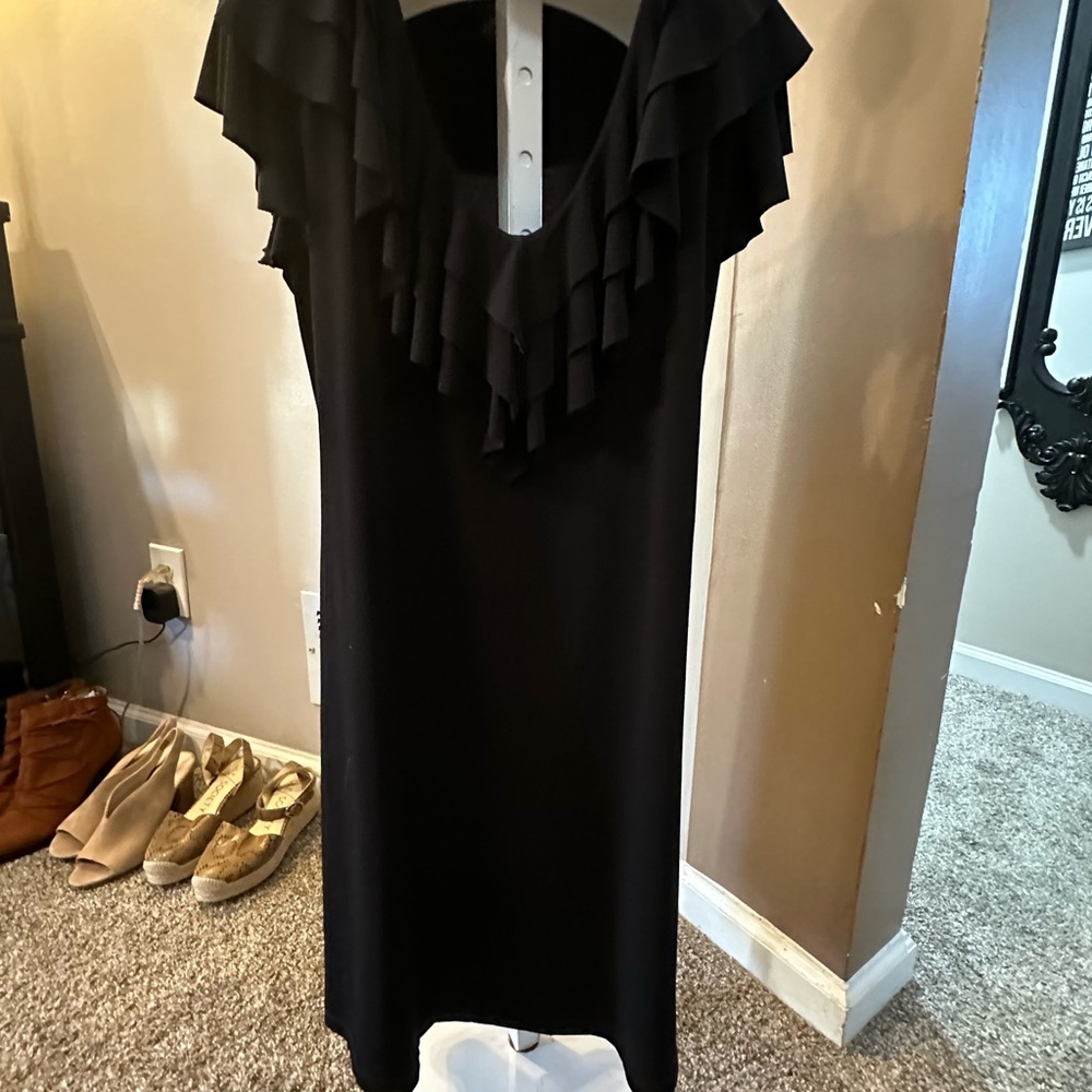 Enfocus Studio Black Ruffle Midi Dress